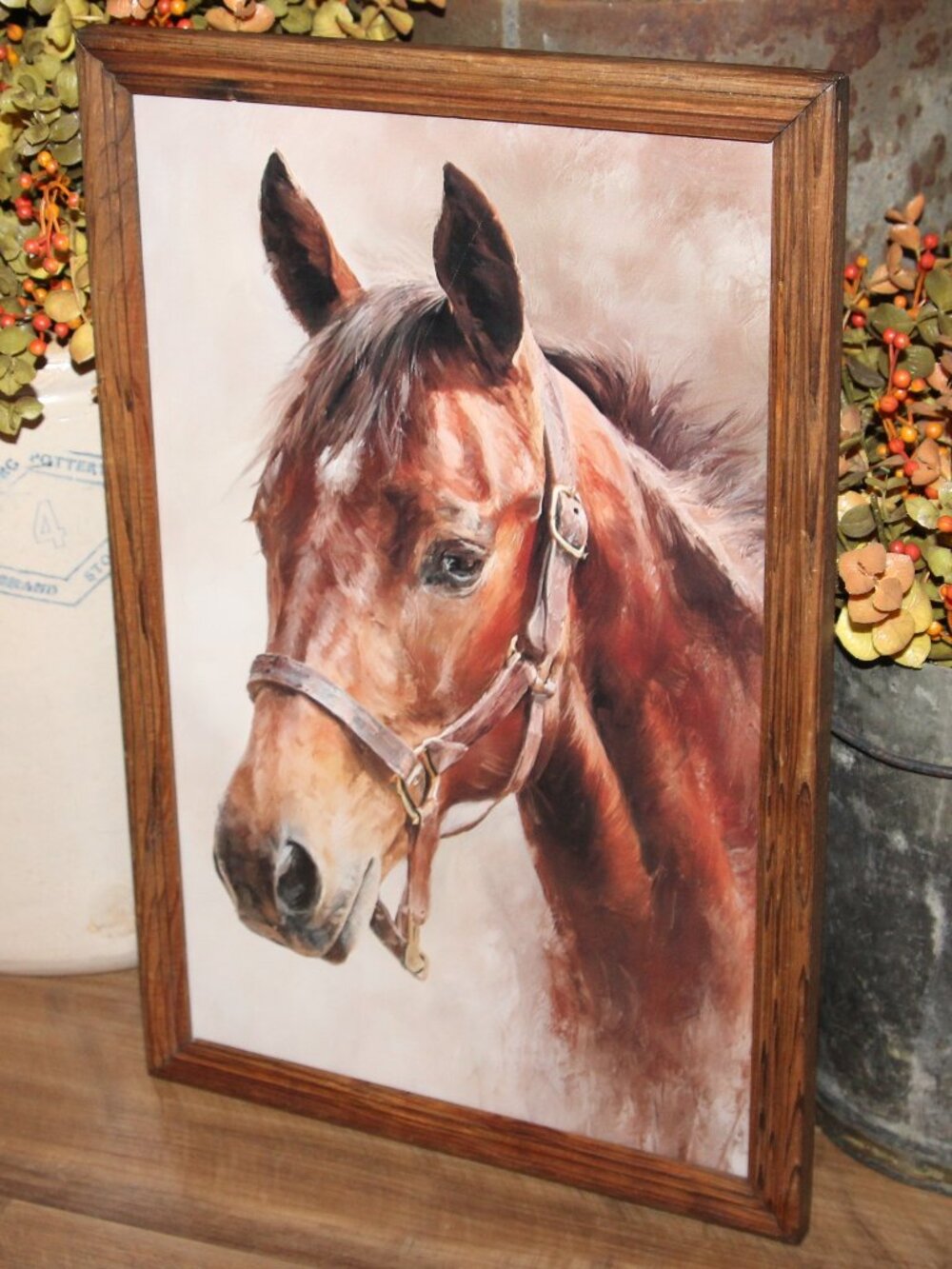 Large Rustic Western Farmhouse Horse Head Horse Bust Wall Decor Art Picture